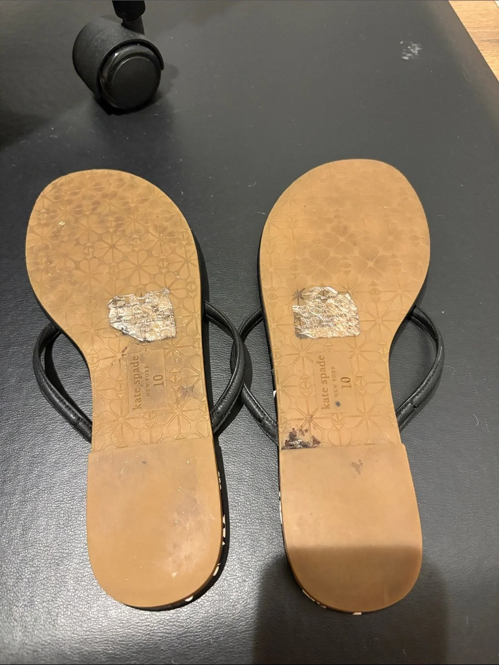 kate spade Black Floral Thong Sandals